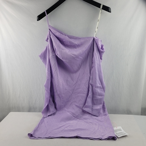 NWT Asos asymmetric satin mini dress with cold shoulder in mauve size 4 - Picture 5 of 8